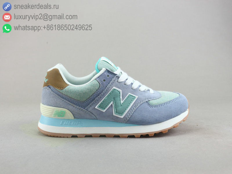 NEW BALANCE WL574 SKY GREEN BLUE LEATHER UNISEX RUNNING SHOES